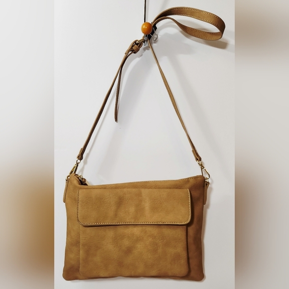 Shiraleah Handbags - Shiraleah Chicago Tan Crossbody Handbag With Strap Synthetic Material